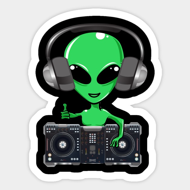 funny green dj alien Sticker by Fresh aus